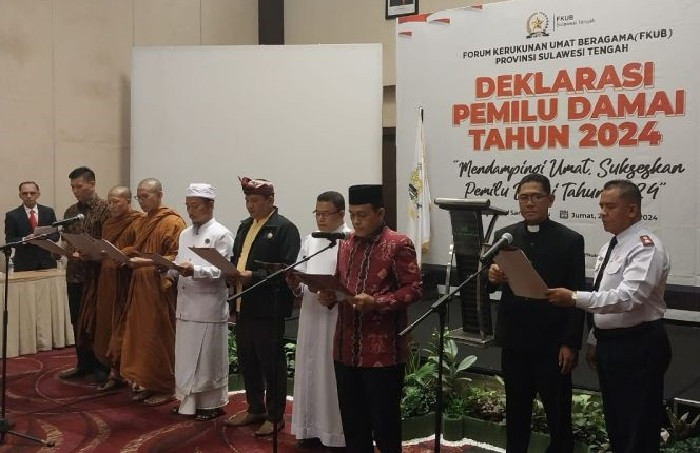 Digelar FKUB Sulteng, Lima Tokoh Agama Deklarasi Pemilu Damai 2024