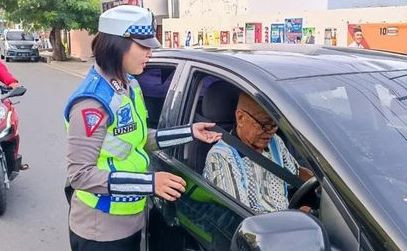 Sat Lantas Polresta Palu  Gencar Sosialisasi Penggunaan Sabuk Pengaman