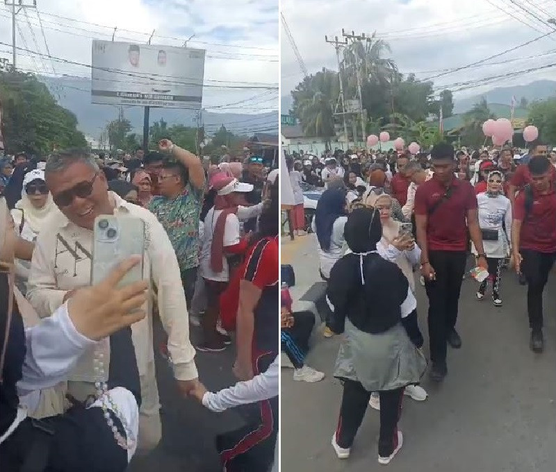 Berjalan di Sela Peserta Jalan Santai, Ahmad Ali Disapa: Halo Gubernurku!