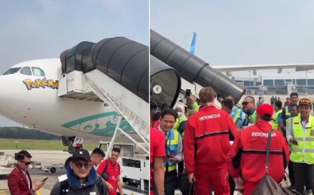 Timnas Indonesia Bertolak ke Jepang Gunakan Pesawat Garuda ‘Pokemon’