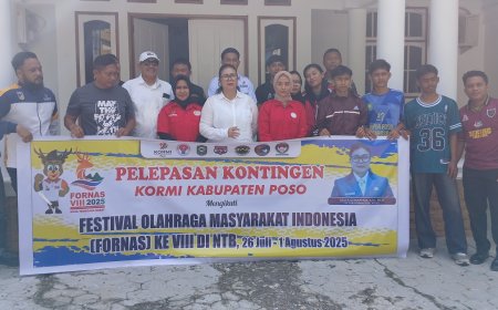 Kormi Poso Lepas Pegiat Olahraga Masyarakat ke Fornas VIII di Lombok