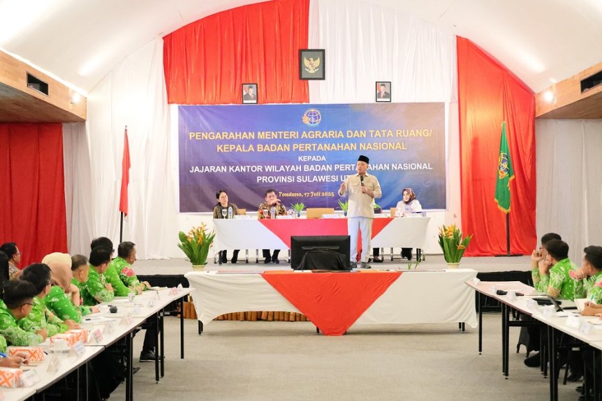 Menteri Nusron Sampaikan Soal Penguatan Sistem dan SDM di Hadapan Jajaran BPN Sulut
