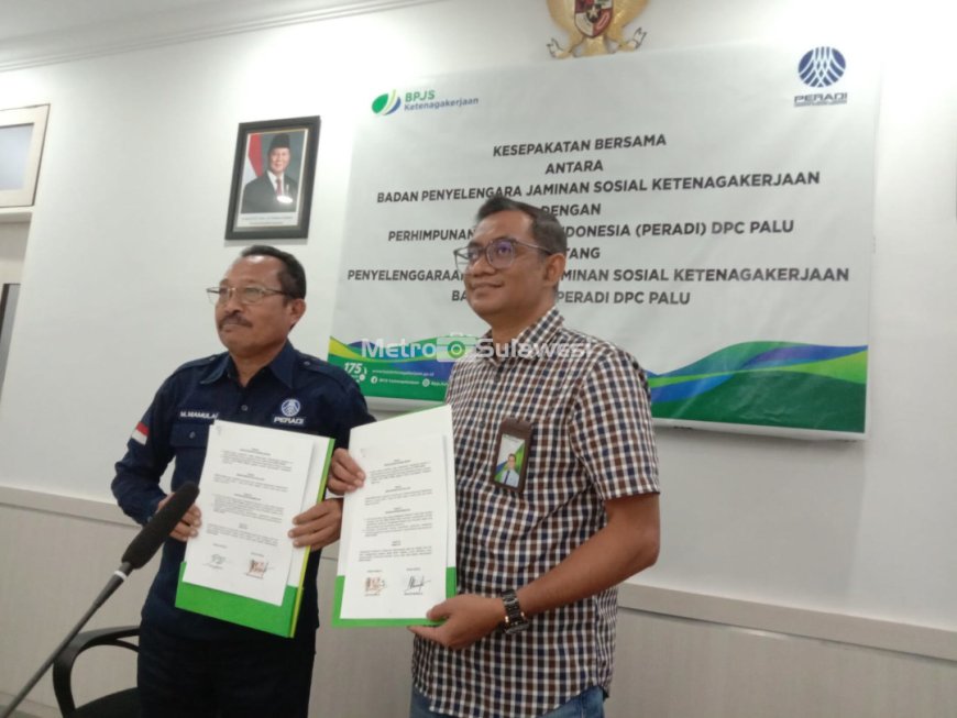BP Jamsostek-Peradi Palu Jalin Kerjasama Lindungi Advokat Non Upah