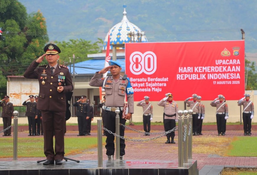 Upacara HUT Ke-80 RI di Mapolres Sigi Berlangsung Khidmat Dipimpin Kapolres Sigi