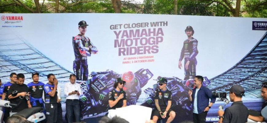 Dua Pebalap Monster Energy Yamaha MotoGP Sambangi Ratusan Pelajar Mataram