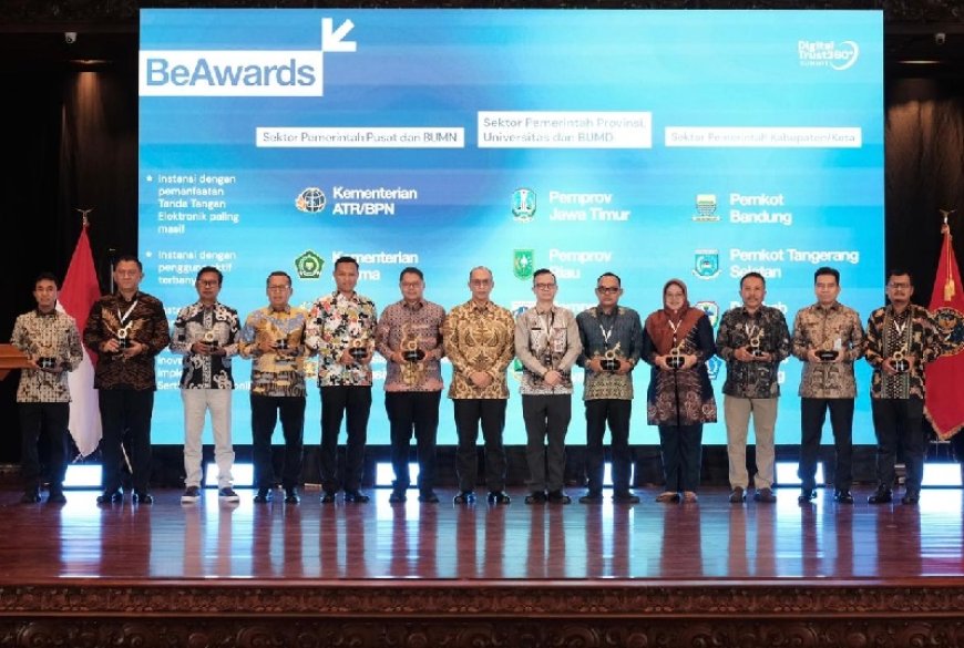 Kementerian ATR/BPN Raih Penghargaan Instansi dengan Pemanfaatan Tanda Tangan Elektronik Paling Masif