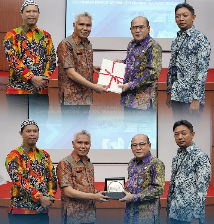 Kepala Kantah Palu Dampingi Kakanwil BPN Serahkan Sertipikat PLN UIP Sulawesi