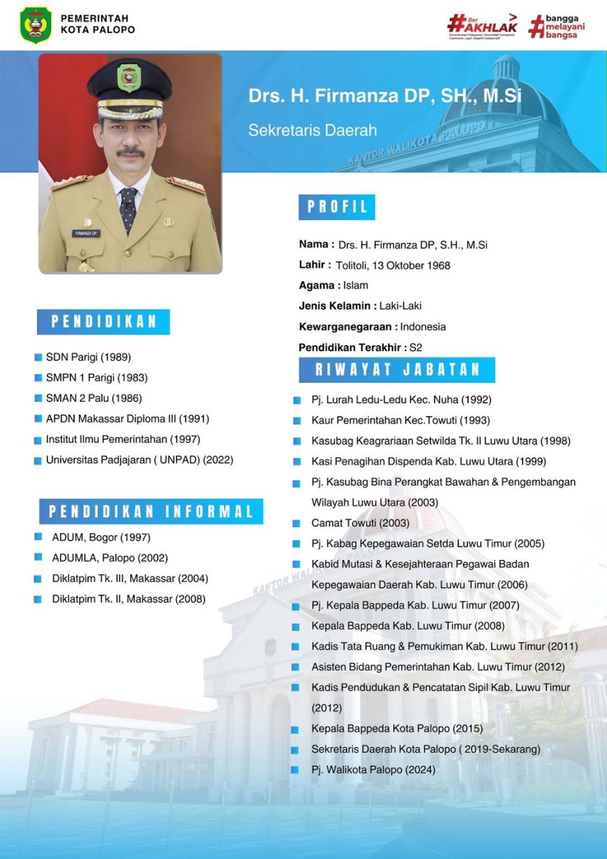 Eks Pj Wali Kota Palopo Firmanza Jabat Kepala Dinas Pendidikan Sulteng