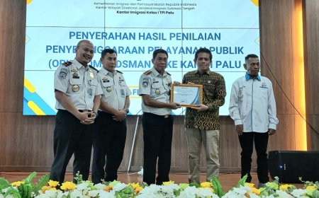 Pelayanan Publik Kanim Palu Dapat Opini “Sangat Baik” dari Ombudsman RI