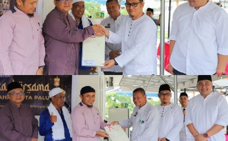 Kantor Pertanahan Kota Palu Serahkan Dua Sertipikat Wakaf dalam Momen Hangat Buka Puasa Bersama