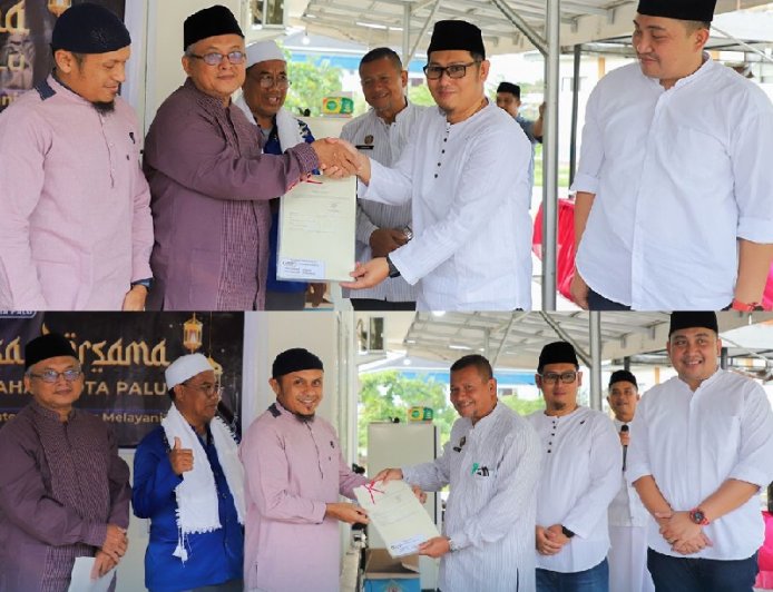 Kantor Pertanahan Kota Palu Serahkan Dua Sertipikat Wakaf dalam Momen Hangat Buka Puasa Bersama