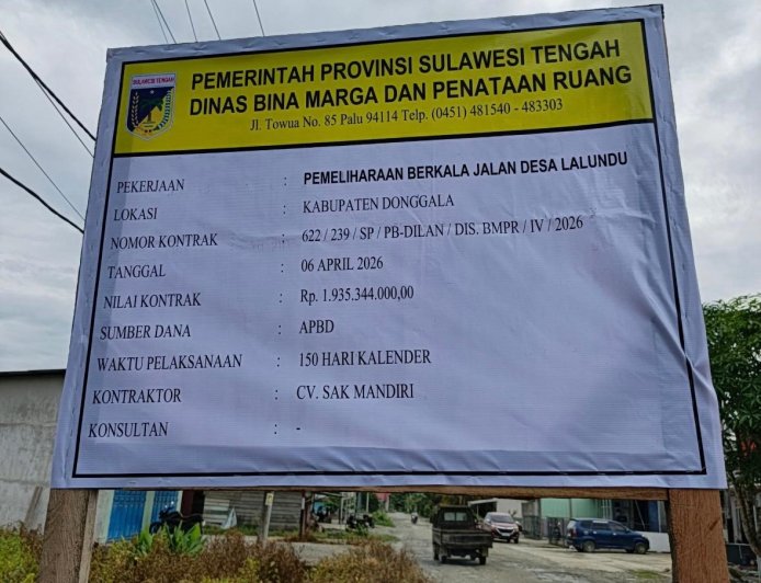 Proyek Jalan Dinas PU Sulteng Disoal: Sudah Pasang Papan  Proyek, tapi Dibuka Lagi
