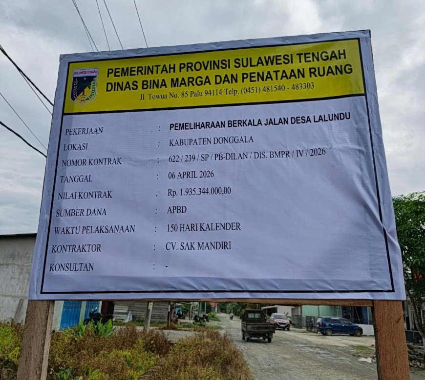 Proyek Jalan Dinas PU Sulteng Disoal: Sudah Pasang Papan  Proyek, tapi Dibuka Lagi