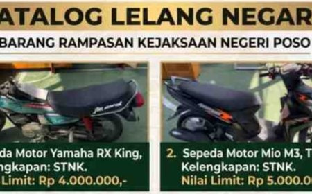 Kejari Poso Lelang Barang Rampasan, Ada Tanah dan Kendaraan
