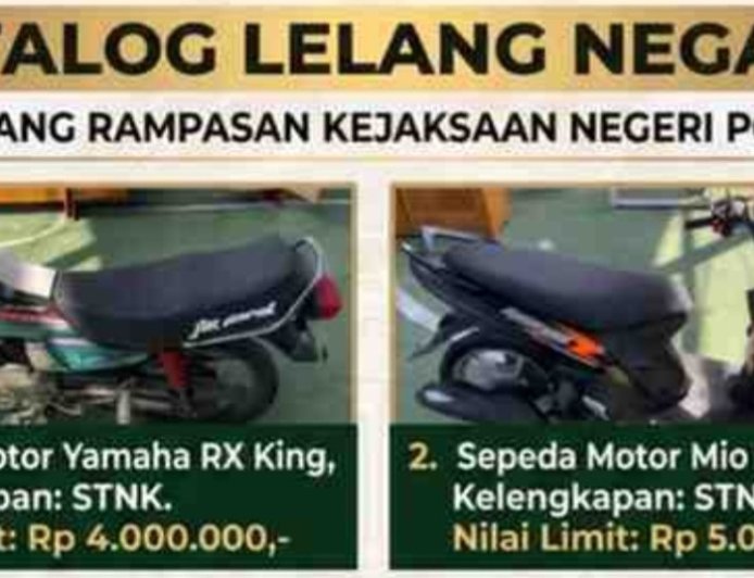 Kejari Poso Lelang Barang Rampasan, Ada Tanah dan Kendaraan