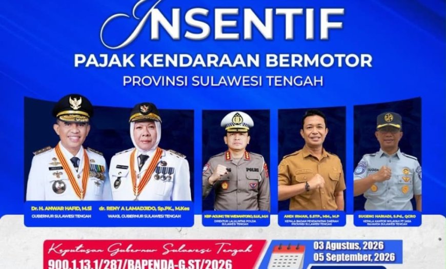 Pemprov Sulteng Bebaskan Denda PKB dan Diskon 50 Persen