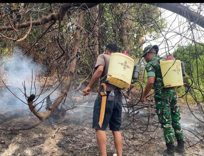Gerak Cepat Kodim 1305/BT Padamkan Kebakaran Perkebunan Cengkeh