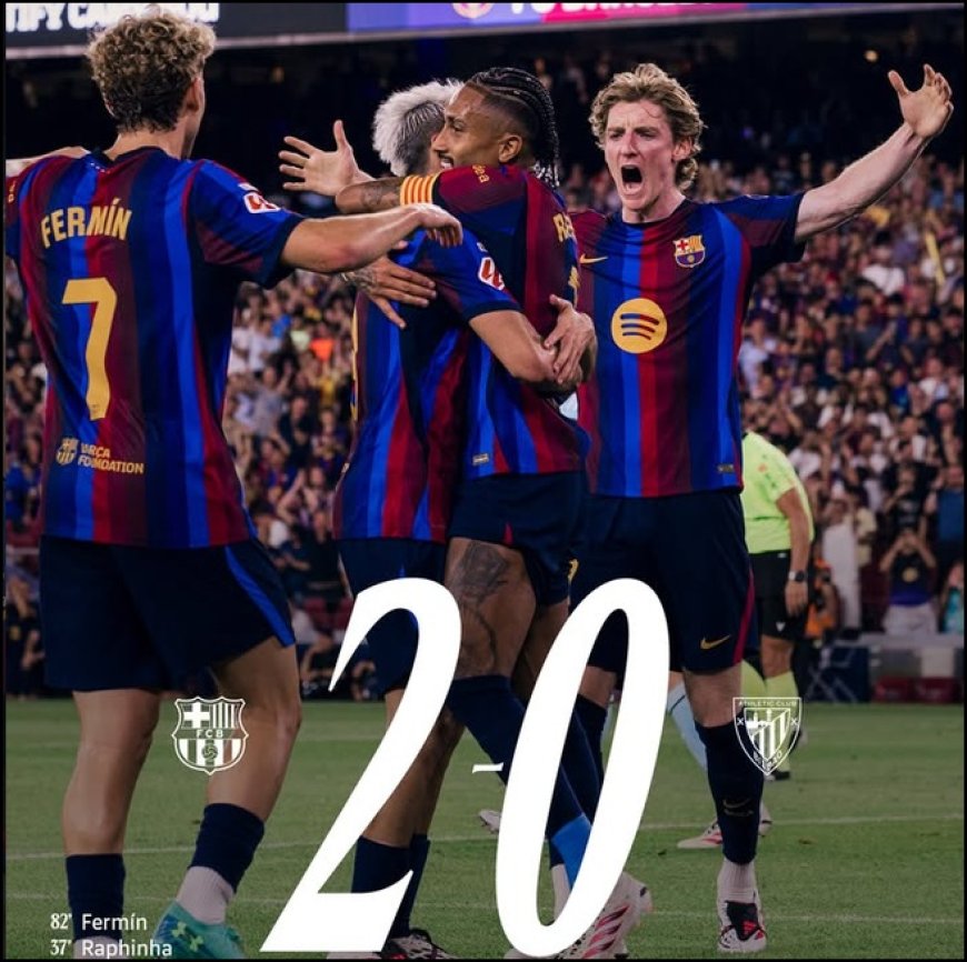 Barcelona Menang 2-0 Atas Athletic Club,  Raphinha dan Fermin Masing-Masing Sumbang Satu Gol