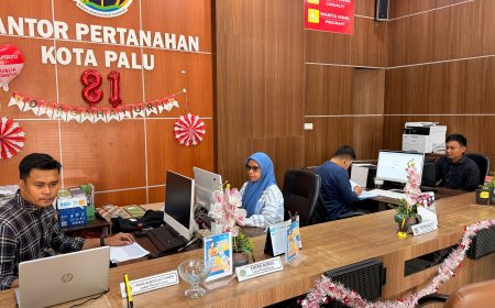 PELATARAN, Layanan Kantor Pertanahan Kota Palu Yang Buka Sabtu dan Minggu