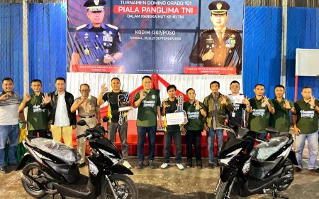 Dandim 1307/Poso Resmi Tutup Turnamen Domino Orado 101 Piala Panglima TNI