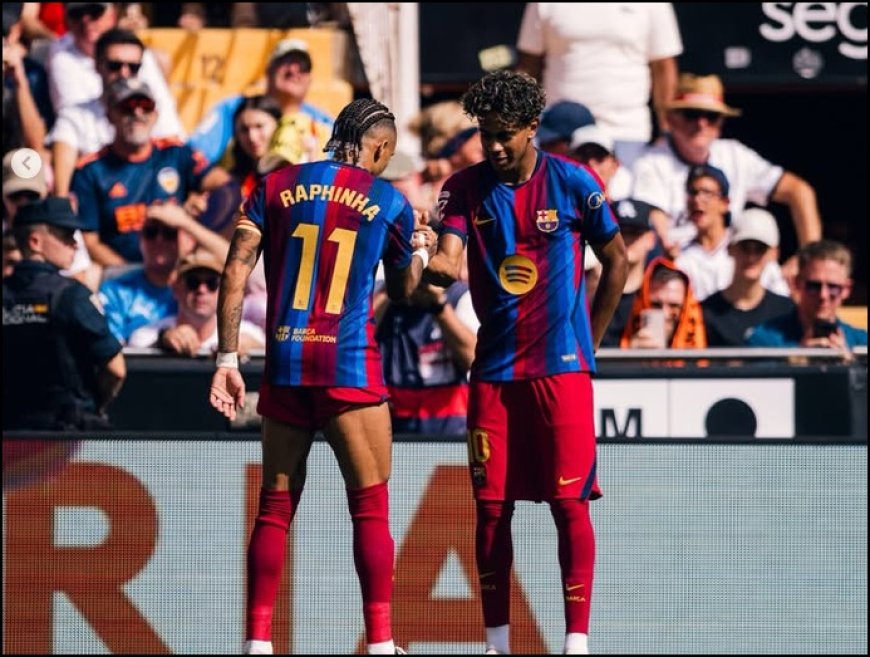 Lamine Yamal Dua Gol, Barcelona Hancurkan Valencia 5-0