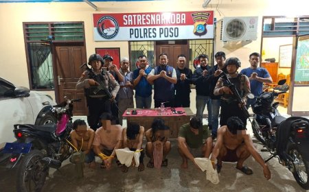 Operasi Sarang Narkoba di Poso:  Polisi Gulung 6 Anggota Jaringan Sabu di Lawanga