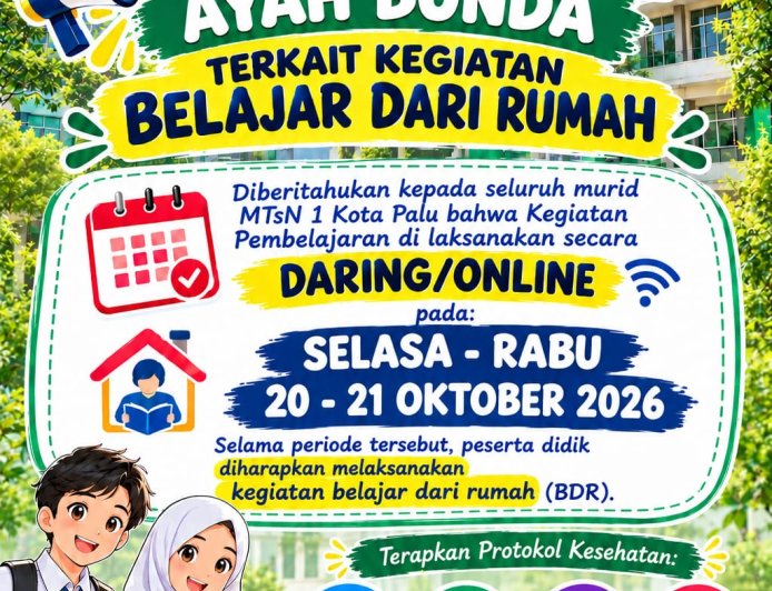 Dampak Kabut Asap, MTsN 1 Kota Palu Terapkan Belajar Daring Dua Hari