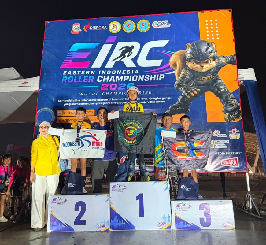 Atlet Sepatu Roda Palu Borong 7 Emas Kejuaraan Indonesia Timur